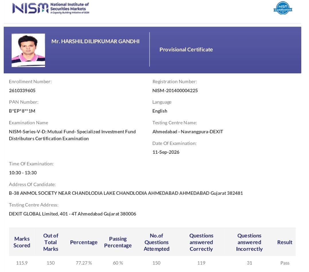 NISM Certificate Copy